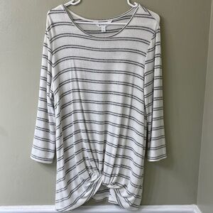 Striped Long Sleeve Top with Knot Detail